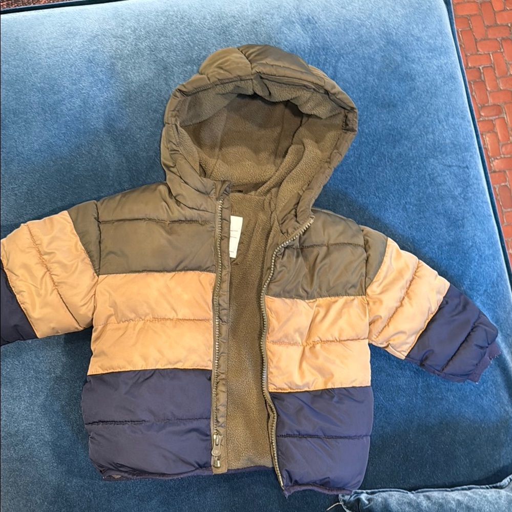 GAP Brown and Tan Puffer Jacket with Hood